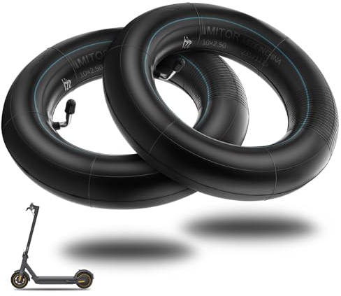 Amitor E Scooter Schlauch 10 x 2,50, 10 Zoll E Scooter Verdickter Schlauch, 60/70-6.5 Ersatzschlauch für Nine-bot MAX G30 G30P G30LP/Kugoo M4 M4Pro/Soflow So4 Pro, Silbernes Ventil 90°