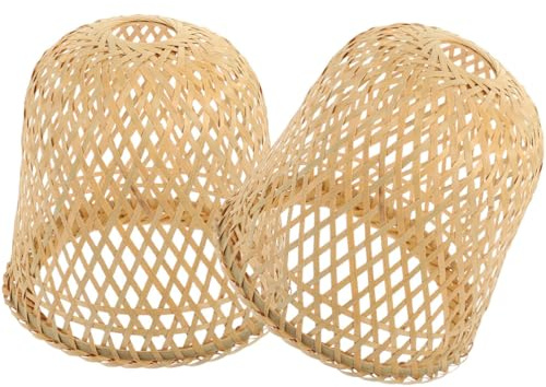 jojofuny Paralumi In Bambù 2 Pezzi Coprilampade In Tessuto Protezione Lampadina In Rattan Paralumi In Vimini Per Lampadario A Sospensione C