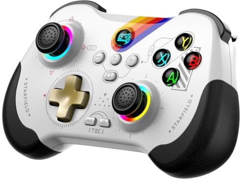 Joso Phone Controller for Steam Switch/PS/PC/Android/iOS, with Hall linear trgger, Hall left & right rocker, Pocket Size, RGB Light/Turbo, Bluetooth Wireless Controller Gamepad Graffiti white