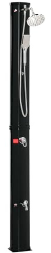 Outsunny Douche Solaire d'extérieur réservoir 35L Pression Max. 3,5 Bar - mitigeur, Grand pommeau orientable, douchette, Robinet à Pieds - Noir