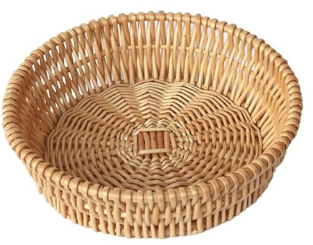 MAGICLULU Geflochtener Runder Rattan Aufbewahrungskorb 9.84 Zoll Brotkorb Für Küche Snacks Obst Gemüse Kompakter Organizer Für Zuhause