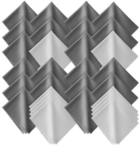 AAwipes Brillenputztuch, Mikrofaser-Reinigungstücher, 30 Stück, zur Reinigung von Glasur (15,2 x 17,8 cm, 10 Weiß + 20 Dunkelgrau V0693)