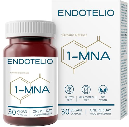 Endotelio 1-MNA, Supplément Anti-âge, Optimise le NAD+, Biohacking, Soutien à la Santé Cellulaire, Formulé Scientifiquement avec une Biodisponibilité Améliorée, 30 Capsules