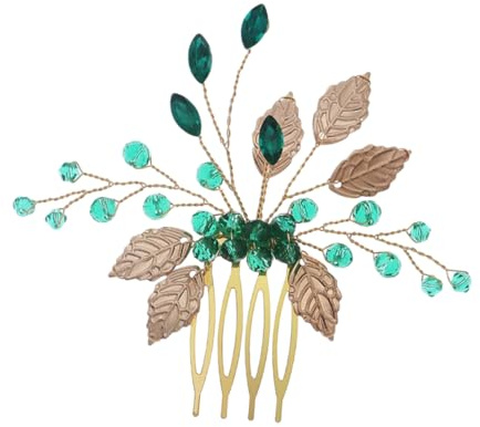 PLAFOPE Goldener Strass Haarkamm Blatt Haar Accessoire Für Braut Hanfu Hochzeits Haarschmuck Mit Kristall Verziert Für Frauen Party Abschlussball