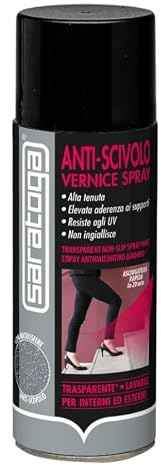 SARATOGA Vernice Spray Antiscivolo Trasparente, per Interni ed Esterni, Lavabile, Adesione Forte, Effetto Antisdrucciolo per Pavimenti, Scale, Superfici Lisce, 400ml