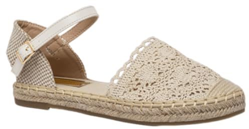 Miro Boho Chic espadriller dam jute sandaler med spets och sandaler dam sommar bekväma sandaler kvinnor kilar brud espadriller sparto brud kilar dam sommar, Beige platt, 38 EU