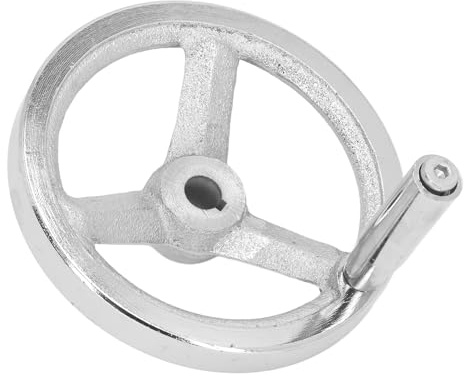 Volant Rotatif de 125 Mm de Diamètre et 12 Mm de Diamètre Intérieur, Volant Rond en Fonte chromé, Manivelle Amovible, Volant Rotatif avec Poignée pour Tour, Fraiseuse