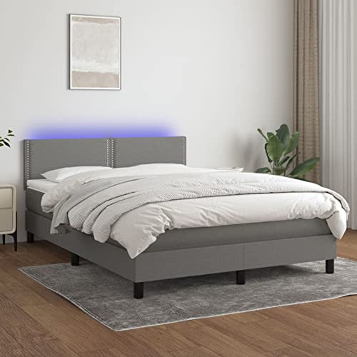 SECOLI Boxspringbett 140x200 mit matratze,LED Polsterbett 140x200 Bett 140x200 mit matratze und lattenrost Bett mit matratze 140x200 komplett-Dunkelgrau-140 x 200 cm-3