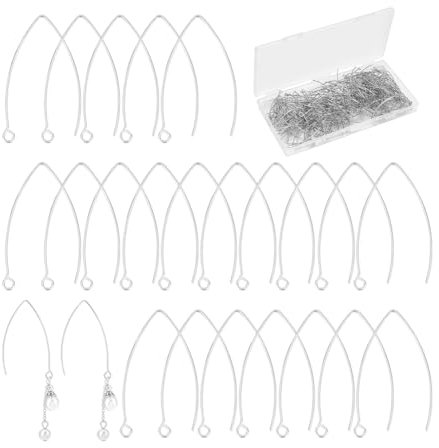 UNICRAFTALE 200 Stück V Förmige Ohrhaken Edelstahl Ohrringhaken Metall Angelhaken Ohrring Mit Horizontaler Schlaufe Französischer Ohrring Für Die Herstellung von DIY Ohrringschmuck 2.3 mm Loch