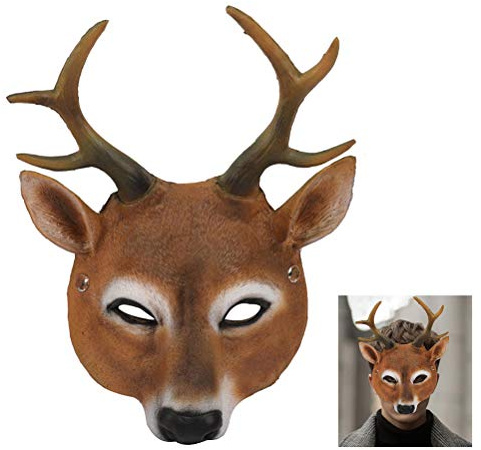 Yosoo Hirsch Maske, realistisch, handgefertigt, leicht, bequem, Ostern Halloween Karneval, Theater Kostüm, für Erwachsene, pu Schaum, Einheitsgröße (Brown)