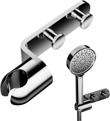 Cobbe Handbrause Halterung ohne Bohren, Verstellbarer Duschkopfhalterung, 360° drehbar Brausehalter, ABS Grade Kunststoff, Duschkopfhalterung für die Badezimmer, Chrom