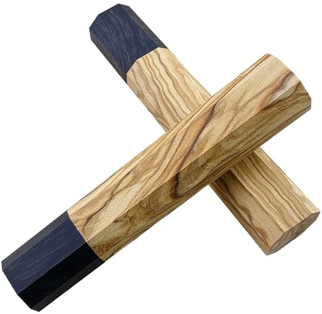 1 pièce manche octogonal de style japonais pour couteau de cuisine manche en bois d'olivier manche en bois d'ébène manche de couteau poisson brut (2.8MMX13.0MMX135MM)