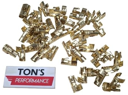 Ton's Performance 180 Degree Brass Straight Distributor/Coil Terminals for 7mm 8mm Ignition Wires, Spark Plug Wire, Bulk Pack of 50 / ST-BRASS180-50PK
