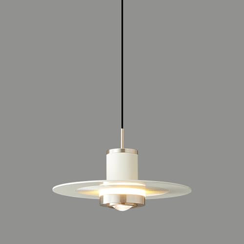 Chandelier Lustre Moderne à LED avec Soucoupe Volante Bauhaus Art - Lampe Suspendue Ronde en Acrylique Transparent - Plafonnier Suspendu en Aluminium de 12 W - Hauteur réglable - pour îlot de Cuisine