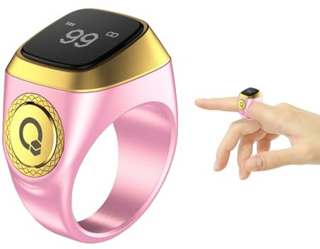 Abiyou Anello Tasbih Intelligente, Anelli Intelligenti Contatore, Smart Rings Contatore, Contatore di Preghiera Anello, Contatore Dito Ricaricabile Anello, Tasbih Clicker Ricaricabile (Rosa, 20MM)