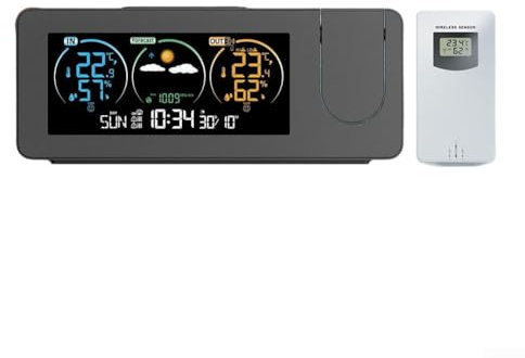 GZKDKZB Radio Despertador con proyección, proyector de Reloj Digital, Reloj proyector de Techo, Reloj proyector de mesita de Noche con Temperatura