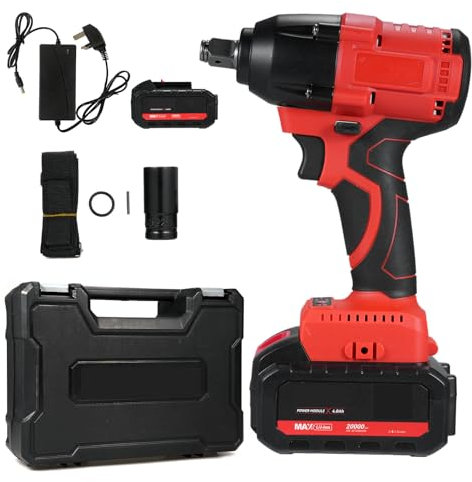 Gavigain 2 in 1 Multifunctional Impact Wrench Electric Drill Brushless Motor 380N.m High Ergonomic Soft Grip LED Light for Scaffolding, Wood, Tile Installation (Enchufe británico y 2 baterías)