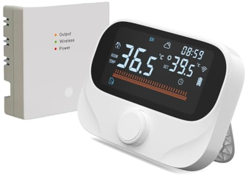 Qutsvosh Tuya WiFi Smart Home Termostato inalámbrico con batería RF, caldera de gas, calentador de agua, controlador digital de temperatura, color negro