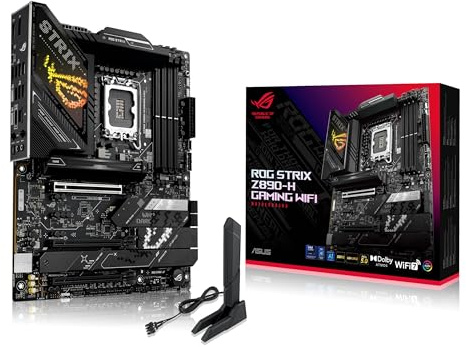 ASUS ROG Strix Z890-H Gaming WiFi, Intel ATX Motherboard, 16+1+2+2 Power Stages, DDR5 Slot, PCIe 5.0, AI Advanced PC, 4 M.2 Slots, WiFi 7, AI Overclocking, AI Networking II, Aura Sync, Black