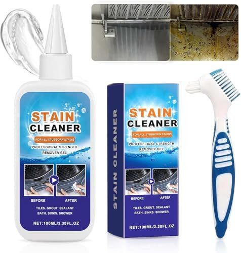 Fleckenentferner-Gel Für Den Haushalt, 2025 Neu All-In-1 Reiniger Gel, Dirt Stains Remover Mit Pinsel Haushalts-Waschmaschinenreiniger All-in-1 Küchenreiniger für Bad Silikonfugen (1)