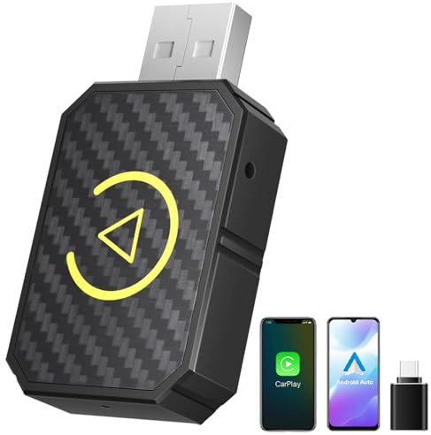 Binnan Carplay sans Fil, Android Auto sans Fil, Adaptateur Carplay sans Fil, Convertit Android Auto/Carplay Filaire en sans Fil pour Voitures Équipées de CarPlay & AA, USB C/A
