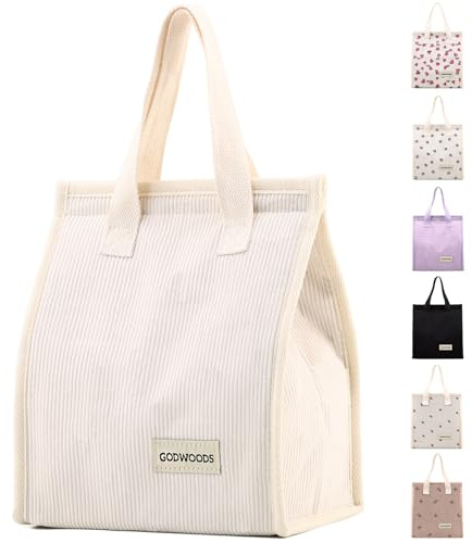 GODWOODS Cord Lunchtasche für Erwachsene, Isolierte & Wiederverwendbare Kühltasche, Große Thermotasche für Büro, Arbeit, Schule, Picknick