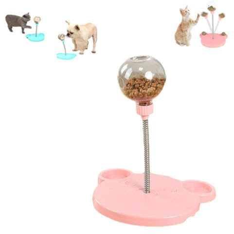 Alulayu skakande hundgodis leksak, foderboll för hundar interaktiva leksaker, främjar hälsosamma matvanor och mental stimulering (rosa)