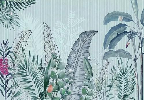 STROXTH WALLPAPER Papier Peint Panoramique Feuille 3d Motif Chinois xxl Feuille De Palmier Tropicale Feuille De Bananier 300cmx210cm Zen Poster Geant Mural