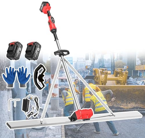 smafoseedding Cordless Electric Cement Leveling Tamper Ruler,Electro Cordless Screed,150cm Long Blade,With High Frequency Vibration Motor,For Concrete Floors/Slab Pours/Walkways/Driveways,2BAT