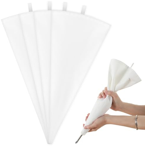 Lnngub 4 Stück Profi Spritzbeutel, 40 * 23cm Spritzbeutel Wiederverwendbar Spritzbeutelset aus Baumwolle Sahne spritzsack Groß für Gebäck Torten Geeignet Hausbacken Cupcakes