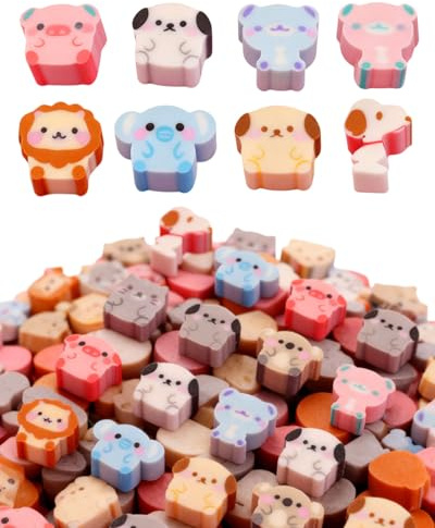 WUNZILO 60 Stück Radiergummi Tiere Set, Neuheit Radiergummis für Party Favors, Tiere Radiergummis für Kinder Bleistift Radierer Geschenke Klasse Belohnungen für Studenten, Random Style