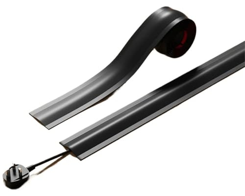 Canalina Passacavi Adesiva Copertura for cavo morbido da 1 m, for pavimento in PVC resistente, autoadesivo, flessibile, for la casa(Black-4.2-100cm-)
