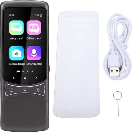 Fockety Dispositivo Traduttore Linguistico, Traduzione Vocale in Tempo Reale AI con SIM 4G WiFi Schermo HD Batteria da 2000 MAh per Viaggi D'affari Apprendimento OCR Fotografico Offline