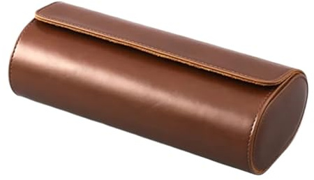 HUWOYG 2 st 1/2/3 fack klockrulle resefodral elegant bärbar vintage läderdisplay förvaringsbox med inskjutande organiserare för män kvinnor (3 spår brun)