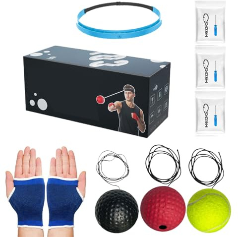 Palla Per Riflessi Da Boxe - Palla Da Allenamento Per Ɓoxe Con Fascia | Set Di Palline Per Riflessi DaBBoxe Champs MMA, Fascia Ideale Per La Messa A Fuoco E La Precisione Dei Tempi Di Riflesso, Ottima