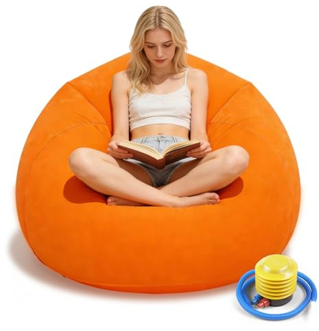 Aufblasbarer Sitzsack, Aufblasbares Stuhl-Sofa, Aufblasbare Sitz-Gaming-Liege, Aufblasbare Sofa-Couch, Aufblasbarer Lounge-Sessel, Tragbare Aufblasbarer Stuhl, für Wohnzimmer, Schlafzimmer (orange)
