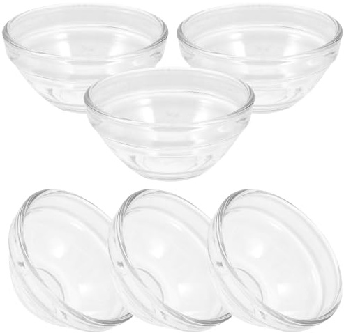 ULTECHNOVO 6 Cuencos Apilables de Vidrio Transparente para Pudín, Tazones Pequeños Resistentes al Microondas y Lavavajillas, Boles Multifuncionales para Postres y Ensaladas, Uso en Fiestas