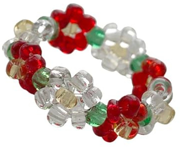 YPBEW Bunte Perlenringe, elastische, verstellbare Designs, Blumen Accessoire für eine individuelle Passform und EIN modisches Statement