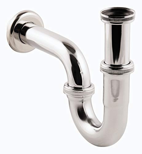 Siphon für Waschtisch | Röhrengeruchsverschluss in 1 1/4 x Ø 32 mm | chrom | Geruchsverschluss für Waschbecken | höhenverstellbar | mit Wandrosette | Metall | 22118 4