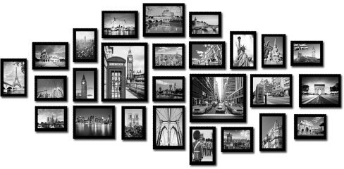 Lillyvale Large Multi Picture Photo Frames Wall Set 26 Pieces Set (Black)