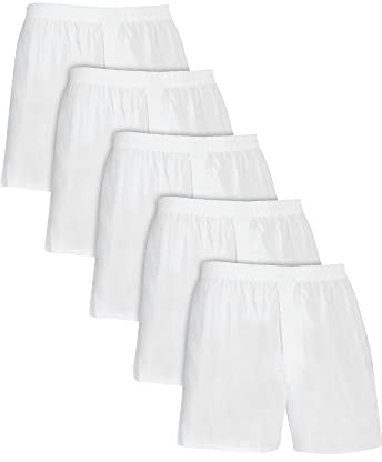 Fruit of the Loom Men's Woven Tartan and Plaid Boxer Multipack, White (5 Pack), Large