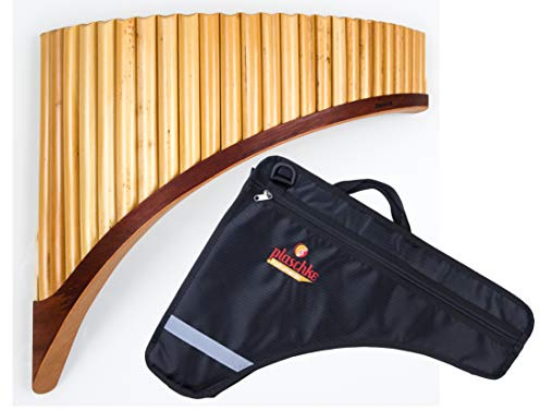 Plaschke Panflöte Konzert, Holzschuh Design, handgemacht mit Tasche 25 Rohre C-Dur