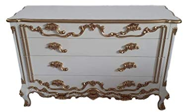 Antik Louises Rokoko - Cómoda (125 cm), color blanco y dorado