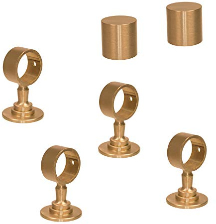 2 Endkappen und 4 Seilträger Messing matt für 40mm Handlaufseil
