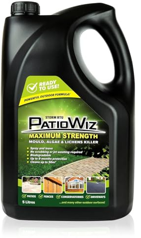 PatioWiz Patio Cleaner 5L Ready To Use - Maximum Strength, Spray & Leave, Mould Remover & Outdoor Cleaner For Decking, Driveways, Conservatories And All Outdoor Surfaces