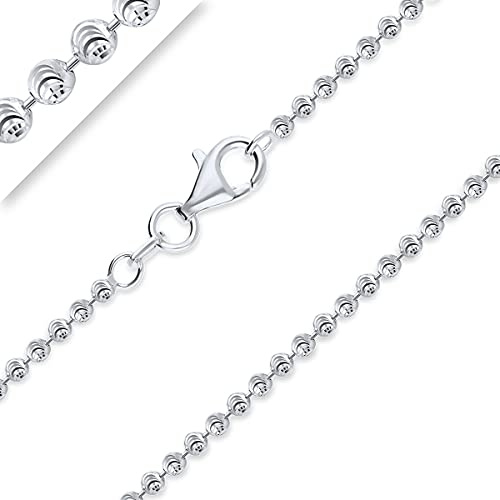 Planetys - Kette Kugel Moon diamantiert Silber 925/1000 rhodiniert Breite 2 mm 40-45-50-55-60-65-70 cm