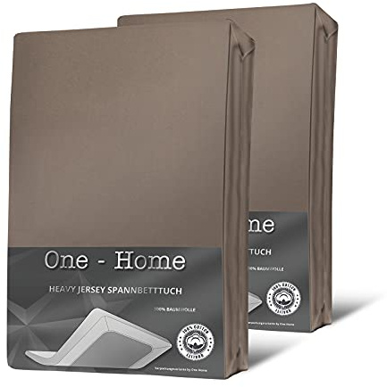 one-home 2 Split Topper Spannbettlaken Taupe 180x200-200x200 cm Heavy Jersey Baumwolle