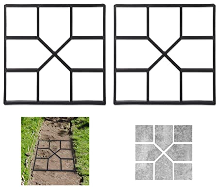 Relaxdays Pflasterform, 2er Set, Pflaster & Gehwege, Schalungsform, Garten, Beton Gießform, HBT: 4x40,5x40,5 cm, schwarz