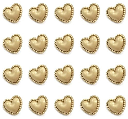 ZoTuoART Chic Haute Couture Metallknöpfe – Herzform Gold Knopf – DIY handgefertigte Kleidung Zubehör Nähen Knöpfe einfacher Vintage Stil 12,5 mm 20 Stück