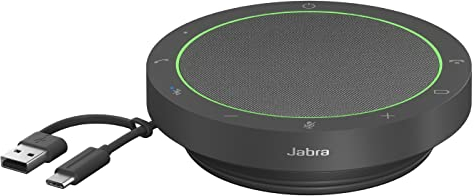 Jabra Speak2 55 Wireless Bluetooth Speakerphone with 4 Noise-cancelling Mics, Full-range 50mm Speaker, Wideband Audio, Compact and portable - Certified for Zoom and Google Meet - Dark Grey